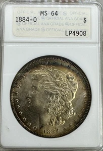 1884 O Morgan Silber Dollar ANA ANACS MS64 Seifendose schön getönt - Bild 1 von 16