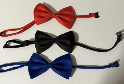 Dog and Cat Bow Tie Red blue and black pack of 3 - Pet Neck Ties  - Image 1 of 4