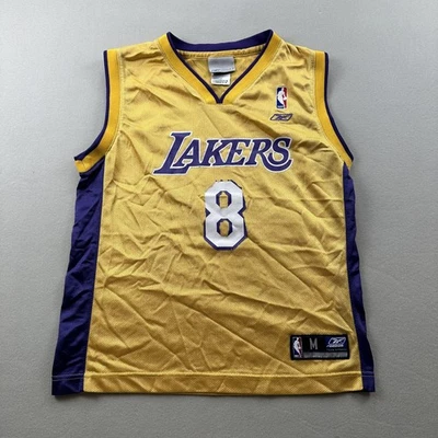 Vintage Los Angeles Lakers Kobe Bryant Jersey Youth Medium Yellow Reebok #8 y2k - Image 1 of 4