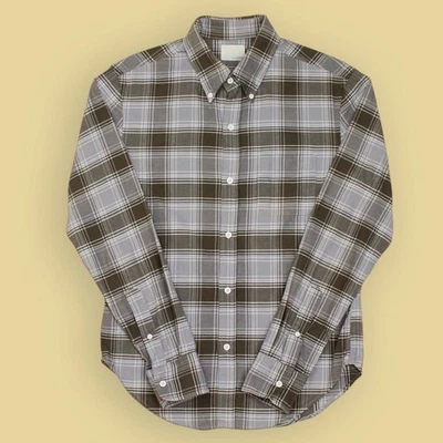 Band of Outsiders Gray/Brown Plaid 100% Cotton Flannel Button Down Shirt 2 USA - Image 1 of 4