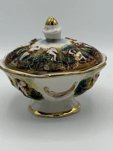 Vintage M.A.S. R. Capodimonte Covered Candy Dish Made In Italy READ - Picture 1 of 7