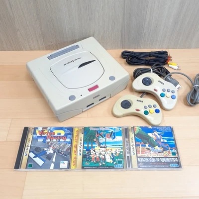 Sega Saturn console with 3 games  &2 controllers Japan white *US duty paid 1126Y - Image 1 of 4