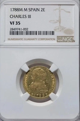 Espanha- Ouro 2 Escudos- VF35 NGC - Imagem 1 de 3