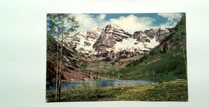 Cartolina fotografica vintage Maroon Bells Colorado di Hirco-Color - Foto 1 di 2