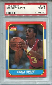 1986 Fleer Sedale Threatt Card PSA 9 MINT Graded Basketball #112 - Picture 1 of 2