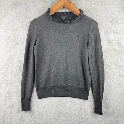 Suéter feminino J.Crew XS pulôver gola babado mistura de lã algodão cinza preppy G/S - Imagem 1 de 4