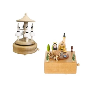 Wooden Music Box Cute Clockwork Toy Decoration for Birthday Valentines Gift - Picture 1 of 15