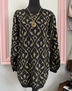 Suéter Pierre Cardin Vintage Años 80 Metálico Dorado y Negro Talla L - Imagen 1 de 8