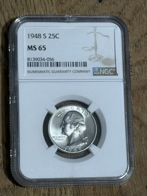 1948-S Silver Washington Quarter - NGC MS65 - Image 1 of 2