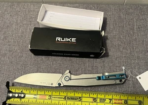 Ruike P801 Framelock Stonewash Stainless Plain Edge Folding Pocket Knife P801SF - Picture 1 of 6