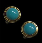 Vintage Dorlan Gold Costume Blue Cabochon Stone  Clip On Earrings