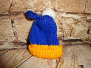 Knit Cap Hat Blue Yellow Christmas Tree Ornament 3" - Picture 1 of 2