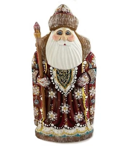 Santa Claus Figurine Christmas Decoration Russian Hand Painted Hand Carved 8" - Picture 1 of 3