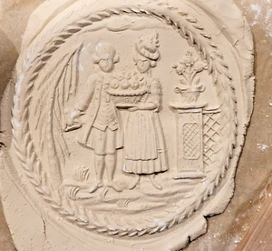 Rare Vintage Swiss Springerle Cookie Mold Stamp Marriage Wedding Couple c 1780 - Picture 1 of 6