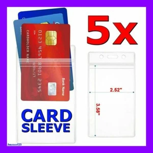 5 x Clear Plastic Zip Pouch Name Tag ID Swipe Card Holder PVC Badge Work lanyard - Picture 1 of 10