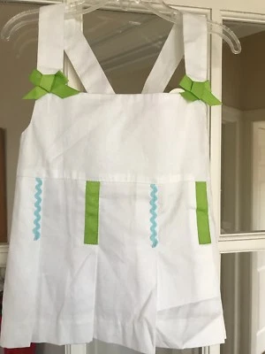 NWT Girls Hartstrings Top, Size 7, White With Green/Blue Ribbon Trim - Image 1 of 4
