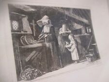Antique 1859 1861 nuns cooking flying nun hats child M J Lawless etching 