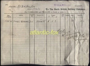 1904 KIRKBRIDE Station North British Railway Co CARRIAGES & CHARGES Invoice - Picture 1 of 1