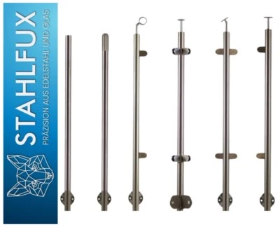 StahlFux Geländer-Edelstahlpfosten-Balkon Glashaltern V2A Ø42,4mm Seitlich - Bild 1 von 4