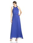 Jessica Simpson NWT Modern BLUE Halter Embellished Neck Open Back Gown size 14