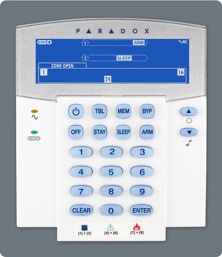 Paradox K35 (formerly K32I) 32-Zone Hardwired Fixed LCD Keypad Module Genuine - Image 1 of 1