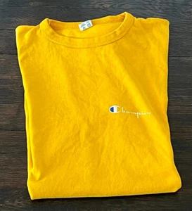 Vintage 1980s Yellow Champion Tee Shirt Men Large Short Sleeve USA - Picture 1 of 6