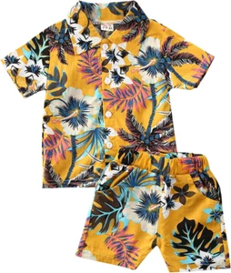 Toddler Baby Boys Summer Shorts Set Floral Outfits Button down Shirt Top Bermuda - Picture 1 of 12