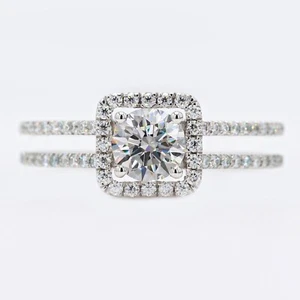 1.11Ct F-VS1 Lab Grown CVD Round Cut IGI Certified Diamond Ring 14k White Gold - Picture 1 of 11