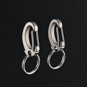 2PCS Mini Titanium Alloy Key chain Carabiner Outdoor Travel Hanging Buckle EDC - Picture 1 of 7