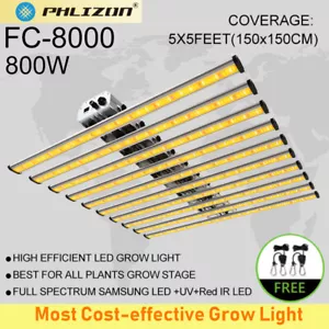 Phlizon FC8000 Grow Light Bar Full Spectrum Samsungled Commercial Grow Lamp 800W - Picture 1 of 12