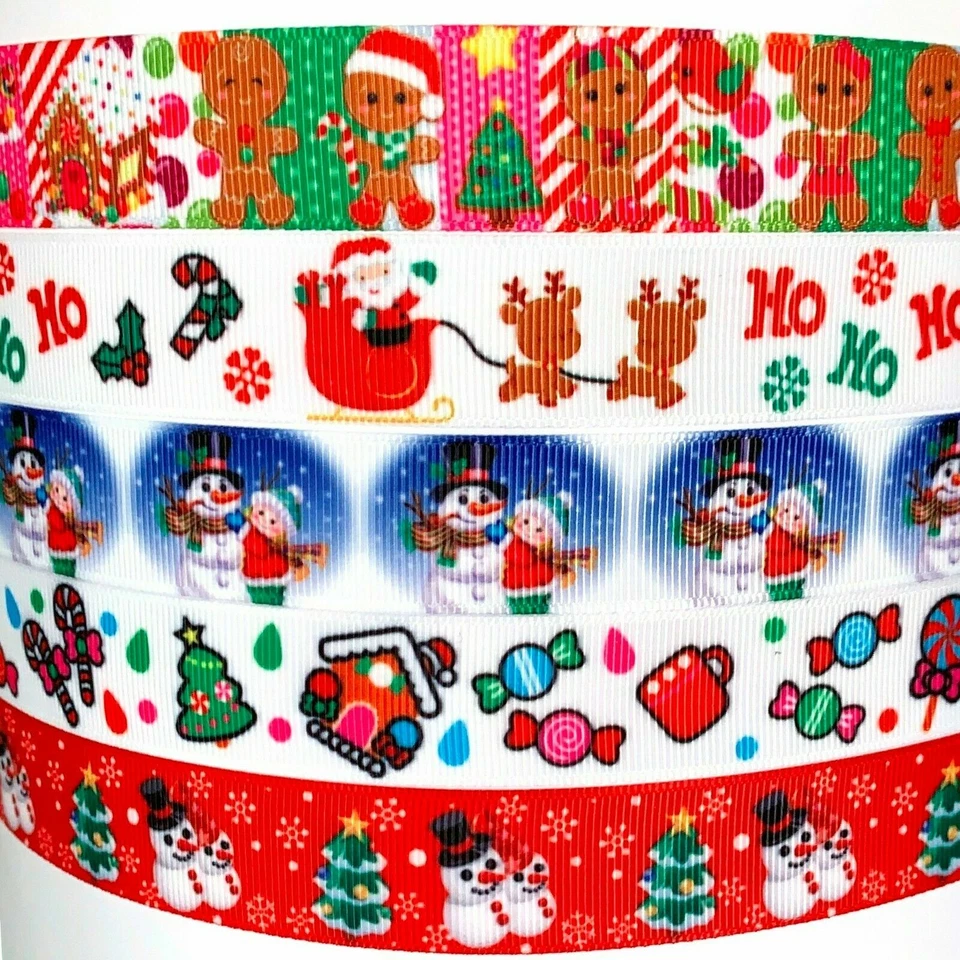 Grosgrain Ribbon 7/8" Christmas 5 yard mixed lot #2 Wholesale Printed US SELLER - Image 1 of 1