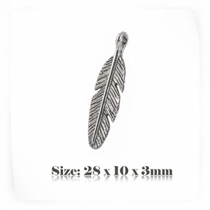 10 Tibétain Argent Antique Vintage Style Plume Breloque Pendentif Steampunk 039s - Picture 1 of 2