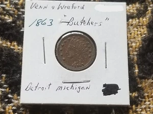 Civil War Token 1863 - Venn & Wreford Butchers - Detroit Michigan - Picture 1 of 2