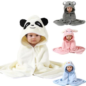 Hooded Baby Towels Absorbent Cartoon Bath Towels Soft Baby Stuff Towel Blanket - Picture 1 of 16