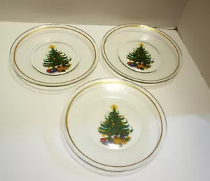 Piatti 8" Set 3 Arcoroc Insalata/Dessert/Snack Trasparente con Albero di Natale Bordo Oro - Foto 1 di 4