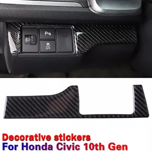 Cubierta de interruptor de botón de faro de fibra de carbono real para Honda Civic 2016-2019 - Imagen 1 de 6