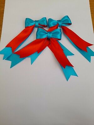 3 Turquoise/red  5cm  Satin Ribbon Bows  Craft Sewing Brand New • 1.17€