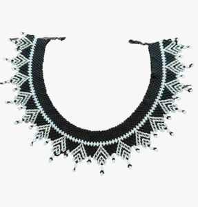 ARTISAN BEADED CHOKER 40CM GLASS SEED BEADS & CRYSTAL HANDMADE NECKLACE JEWELERY - Picture 1 of 2