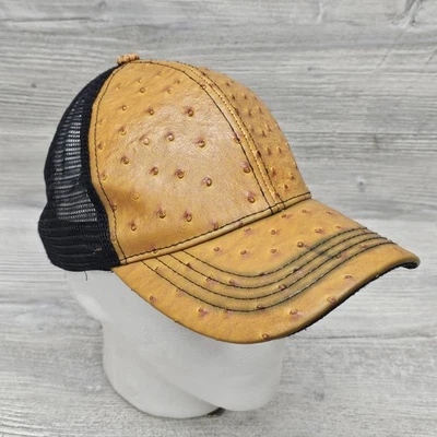 Страус печать шляпа крышка Snap назад желтовато-коричневый коричневый сетки водитель грузовика искусственной кожи мужской - Изображение 1 из 4
