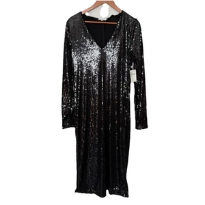 Good American Dress Black Sequin New 4 Glam Bodycon Designer Party Formal - Picture 1 of 9