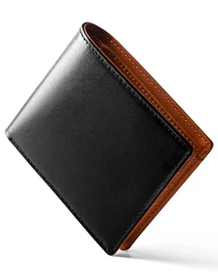 Portafoglio Uomo Bi-Fold Japan Tochigi Pelle Bi-Fold Libro Pelle Pieghevole Parete 504 - Foto 1 di 7