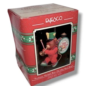 ENESCO TREASURY ORNAMENT ~ PROFESSOR MICHAEL BEAR THE ONE BEAR BAND ~ 1990 *NRFB - Picture 1 of 5
