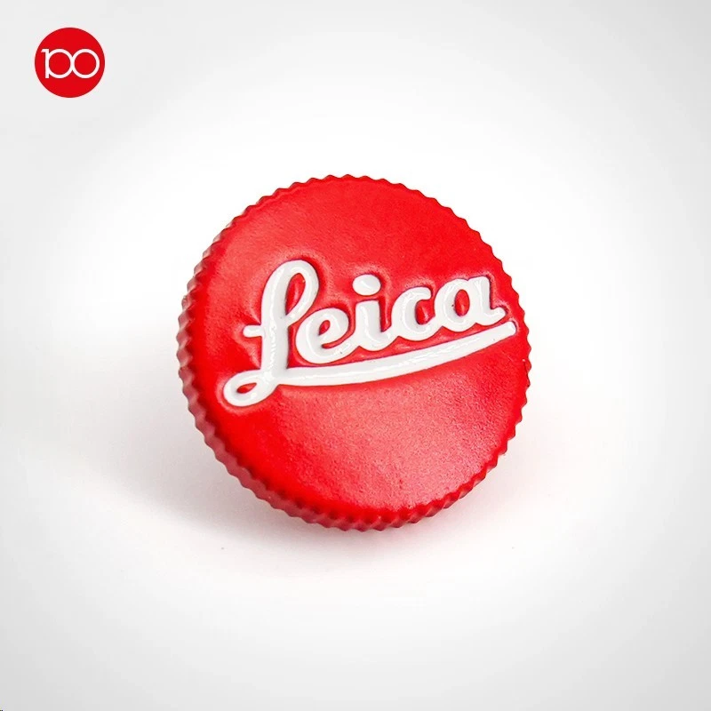 Open Box Leica M Soft Release Button 12mm Red with "Leica" lettering #14010