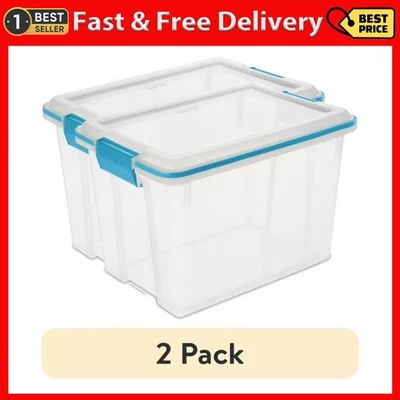 (2 pack) Small Storage Bin,20 Qt Clear Plastic Storage Container with Gasket Lid - Image 1 of 4