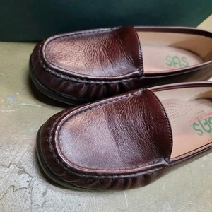 SAS Simplify Antique Wine Leather Tripad Comfort Loafer Flat Shoes Women 8W - Picture 1 of 6