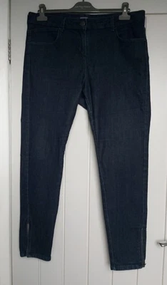 Dark NAVY  JEANS  -  Size  16  -  Zips @ Bottom  -  5  POCKETS - GOOD CONDITION - Image 1 of 4
