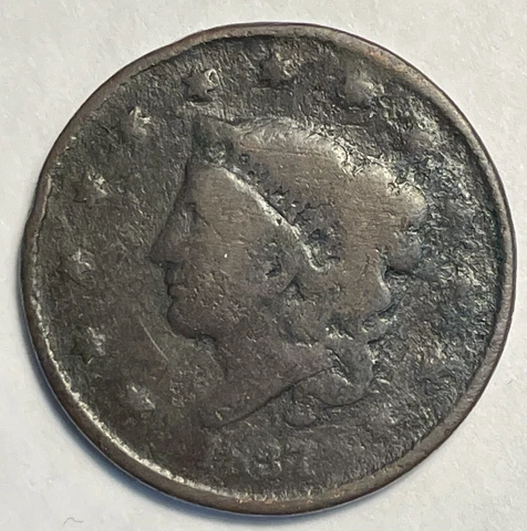 1837 Coronet Head US Copper Large Cent - P9-4 Cover