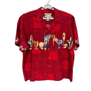 Vintage Paradise Found Herren Gr. XL rotes Hemd Oberteil hergestellt in den USA Cocktails Hawaii Aloha - Bild 1 von 5