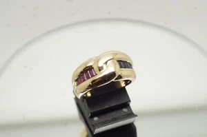 Saphir Rubin Goldring,Solider Unisex Ring,585er Gelbgold,14 Karat,Größe 54 - Bild 1 von 6