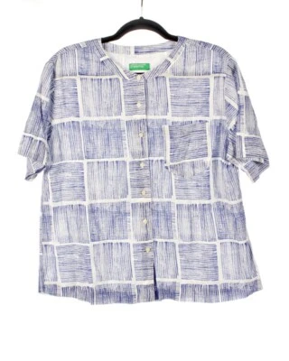Camisa de algodón con botones manga corta United Colors of Benetton talla S Foto 1 de 2